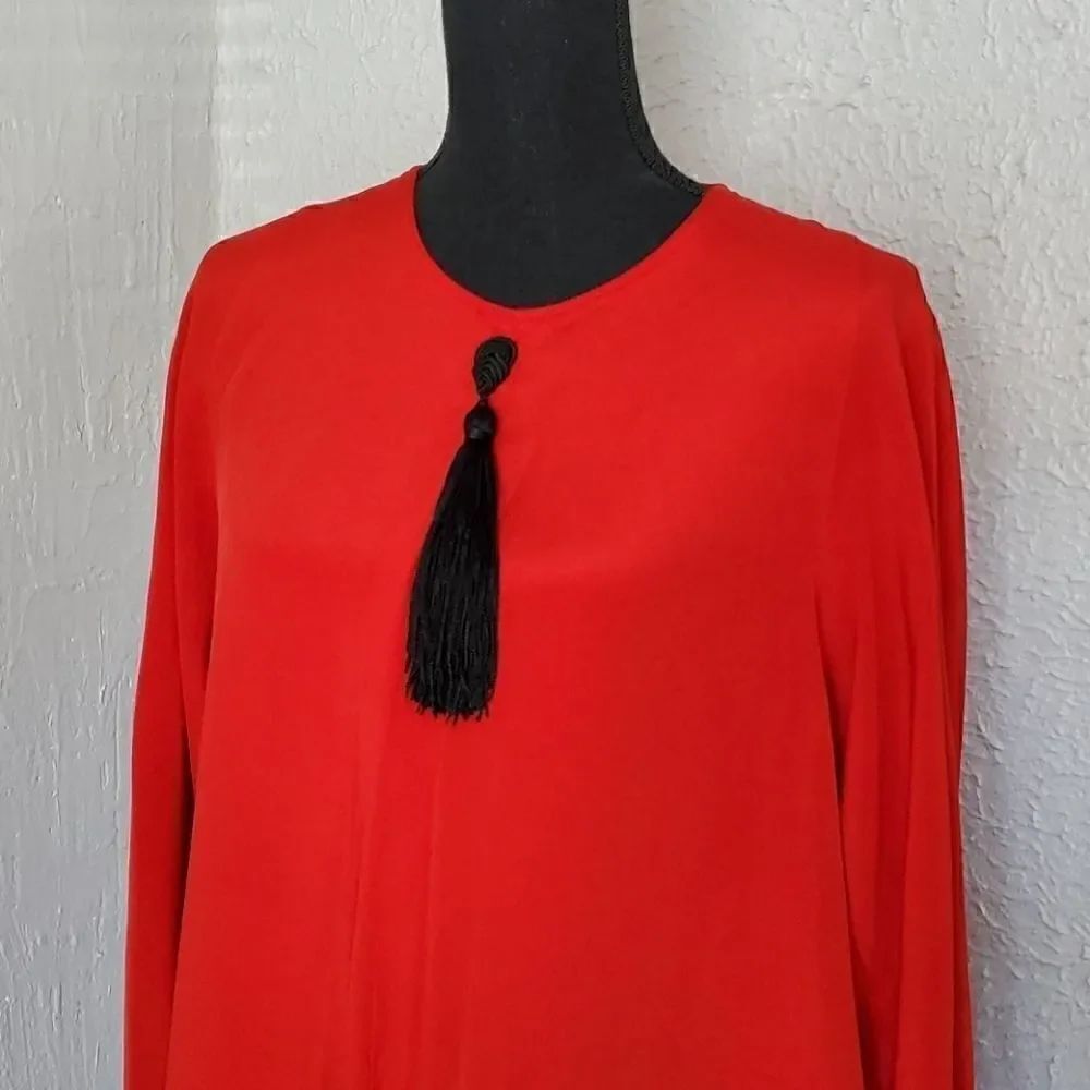 Geoffrey Beene | Long Sleeve Tassel Dress - Picture 2 of 6